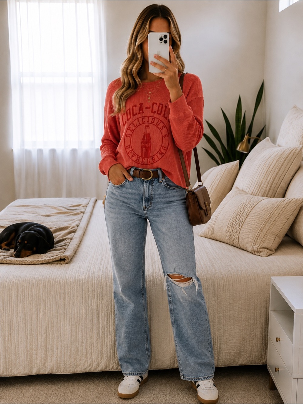 LG Coral Red Graphic Long-Sleeve Tee